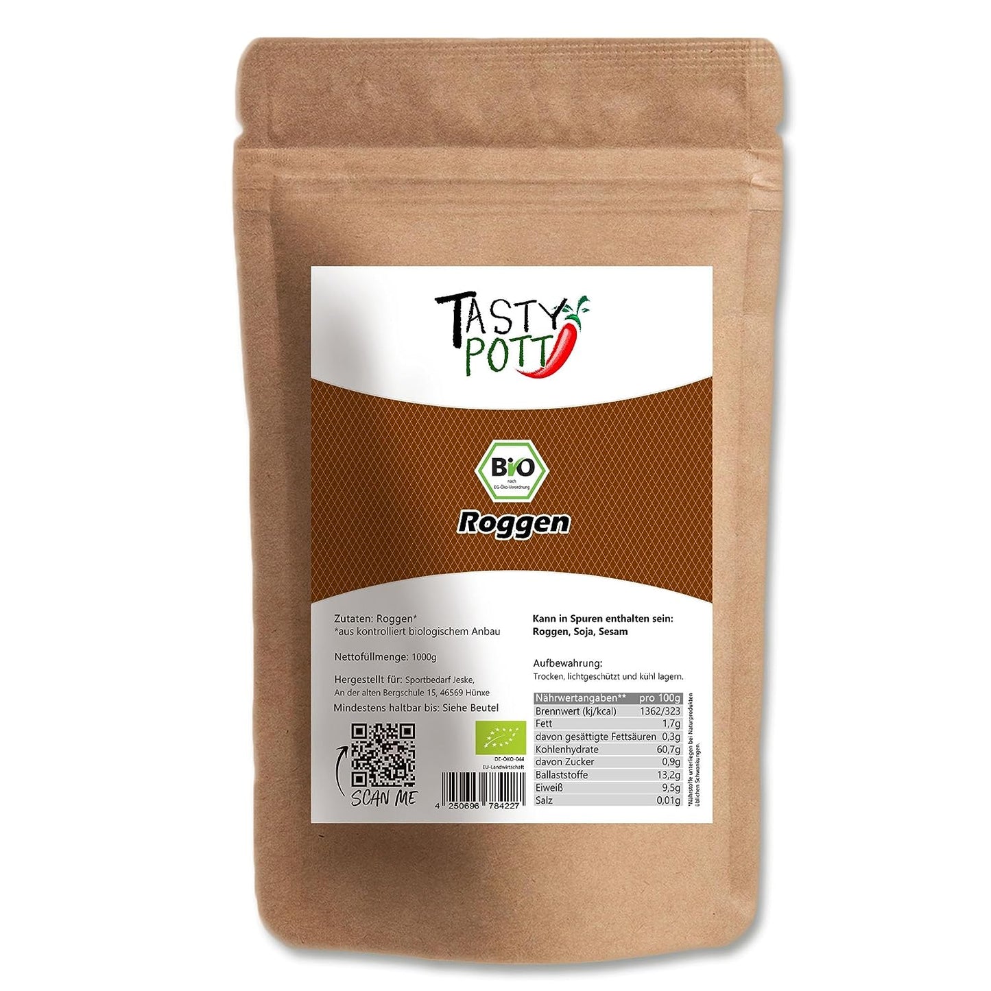 Tasty Pott Bio Roggen ganzes Korn - im Beutel