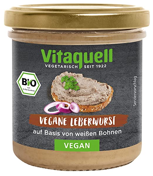 Vitaquell Vegane Leberwurst auf Basis von weißen Bohnen, 125 g im Glas - fit and life shop