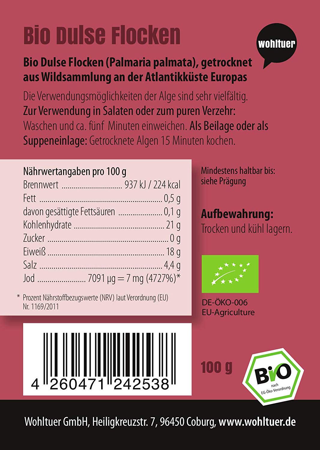 Wohltuer Bio Dulseflocken - 100g