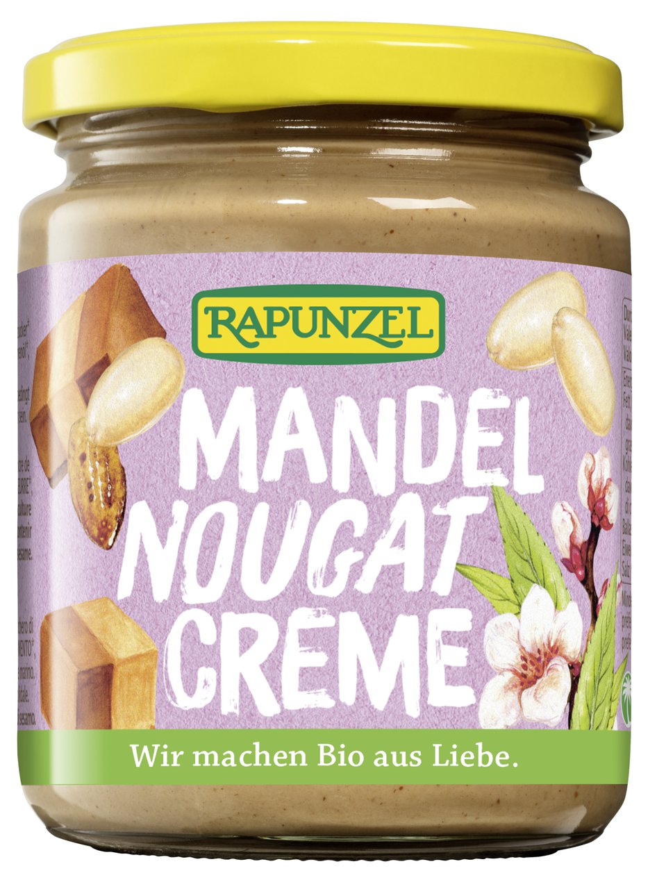 Bio Mandel-Nougat Creme von Rapunzel, 250g, cremige Nuss-Nougat-Creme in Glas, ideal zum Kochen und Backen