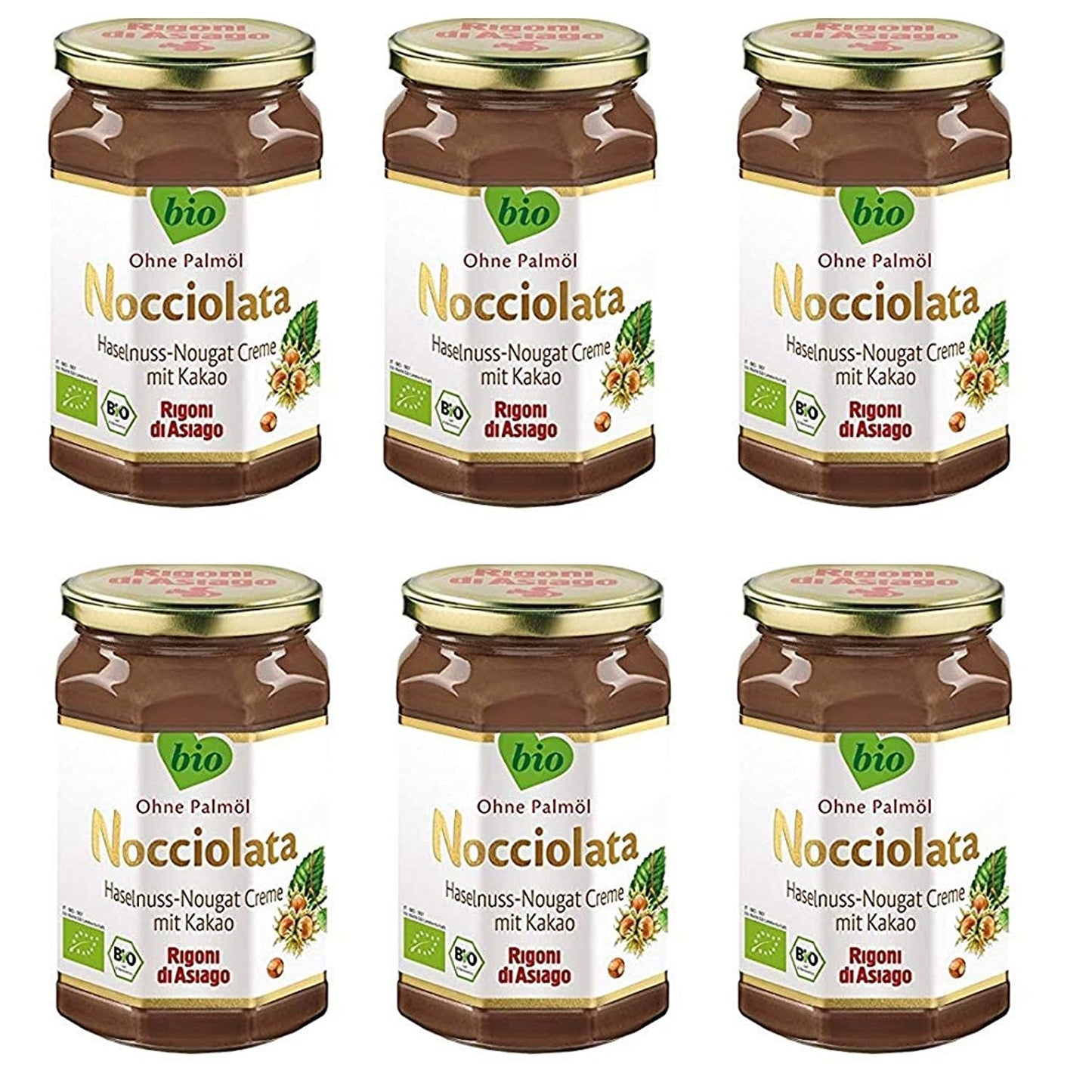 Rigoni di Asiago Nuss Nougat Creme, Haselnusscreme mit Kakao (6x250g) - fit and life shop