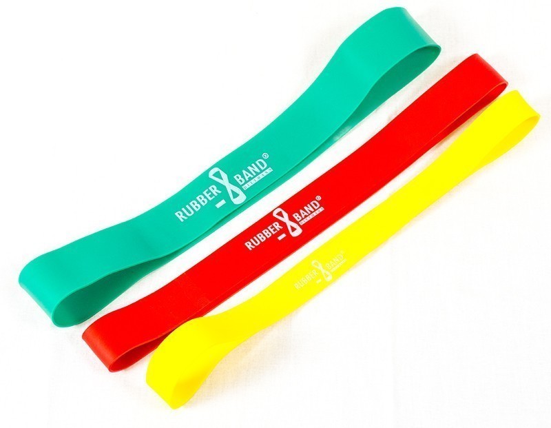 Dittmann® Gummiband Combipacks mit verschiedenen Stärken, Fitness Zubehör für Widerstandsübungen, in der Verpackung sichtbar