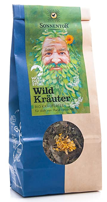 Bio Wildkräuter-Tee von Sonnentor, lose Kräutertee in 50g Packung mit frischen, wilden Kräutern für natürlichen Geschmack.