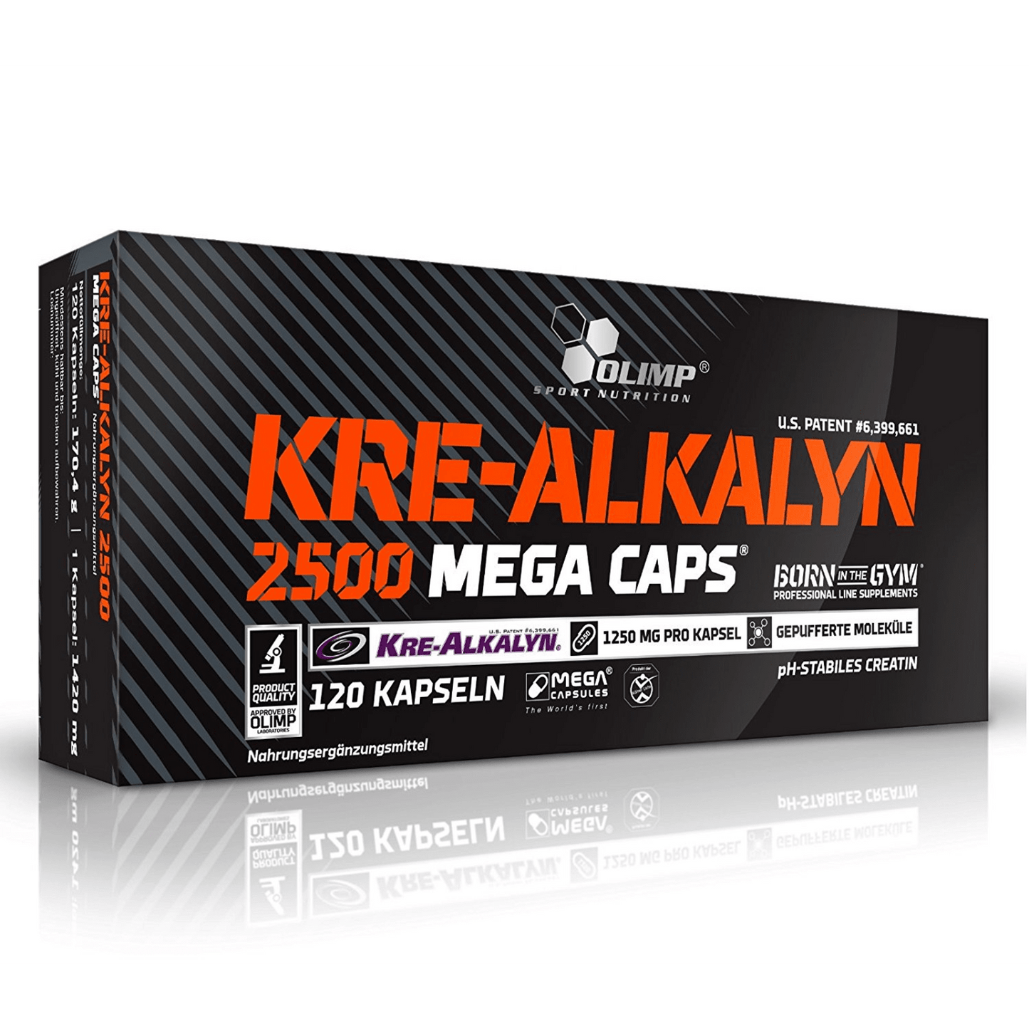 Olimp Kre-Alkalyn® 2500 Mega Caps, 120 Kapseln, alkalines Creatin Supplement in schwarzen Kapseln, für Muskelaufbau