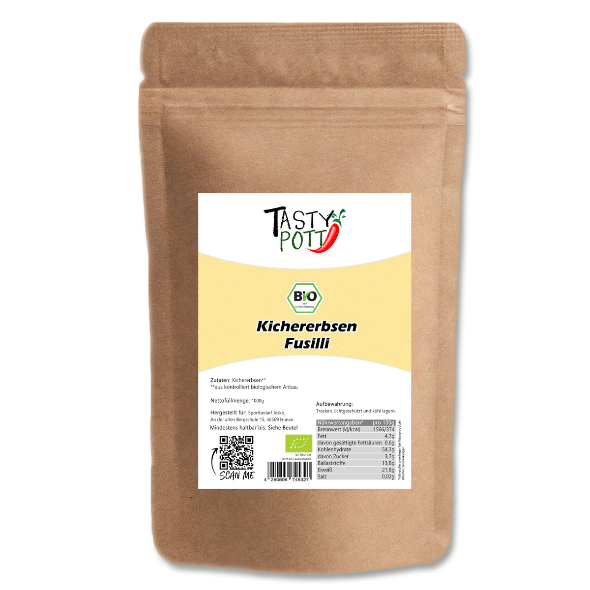 Tasty Pott Bio Kichererbsen Fusilli - im Beutel