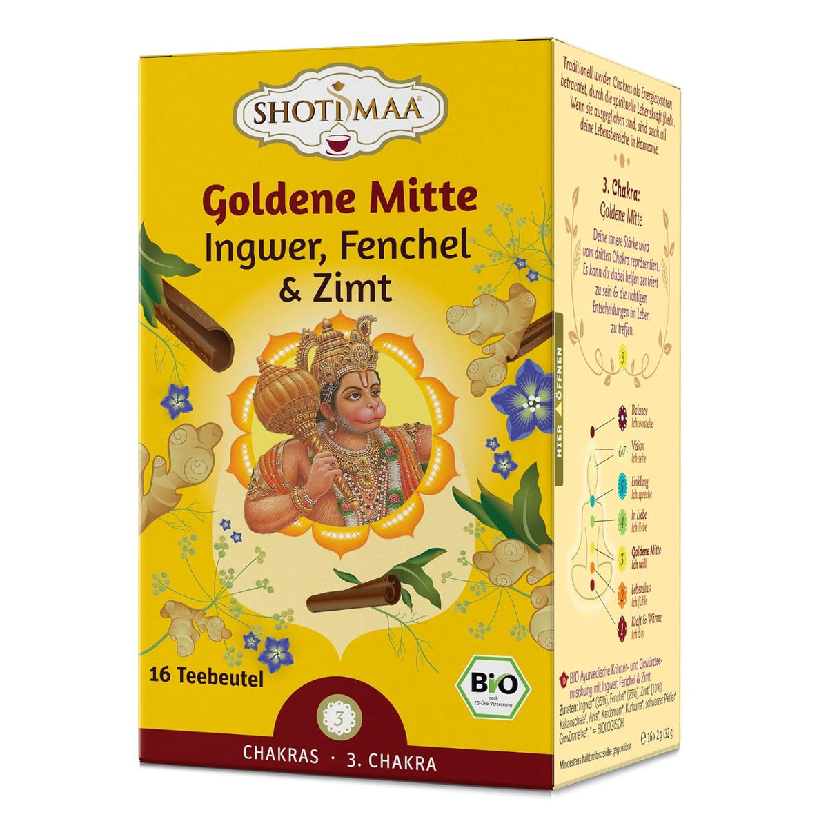 Shoti Maa Bio-Ayurveda-Tee Goldene Mitte - Ingwer, Fenchel & Zimt, (6x32g) - fit and life shop