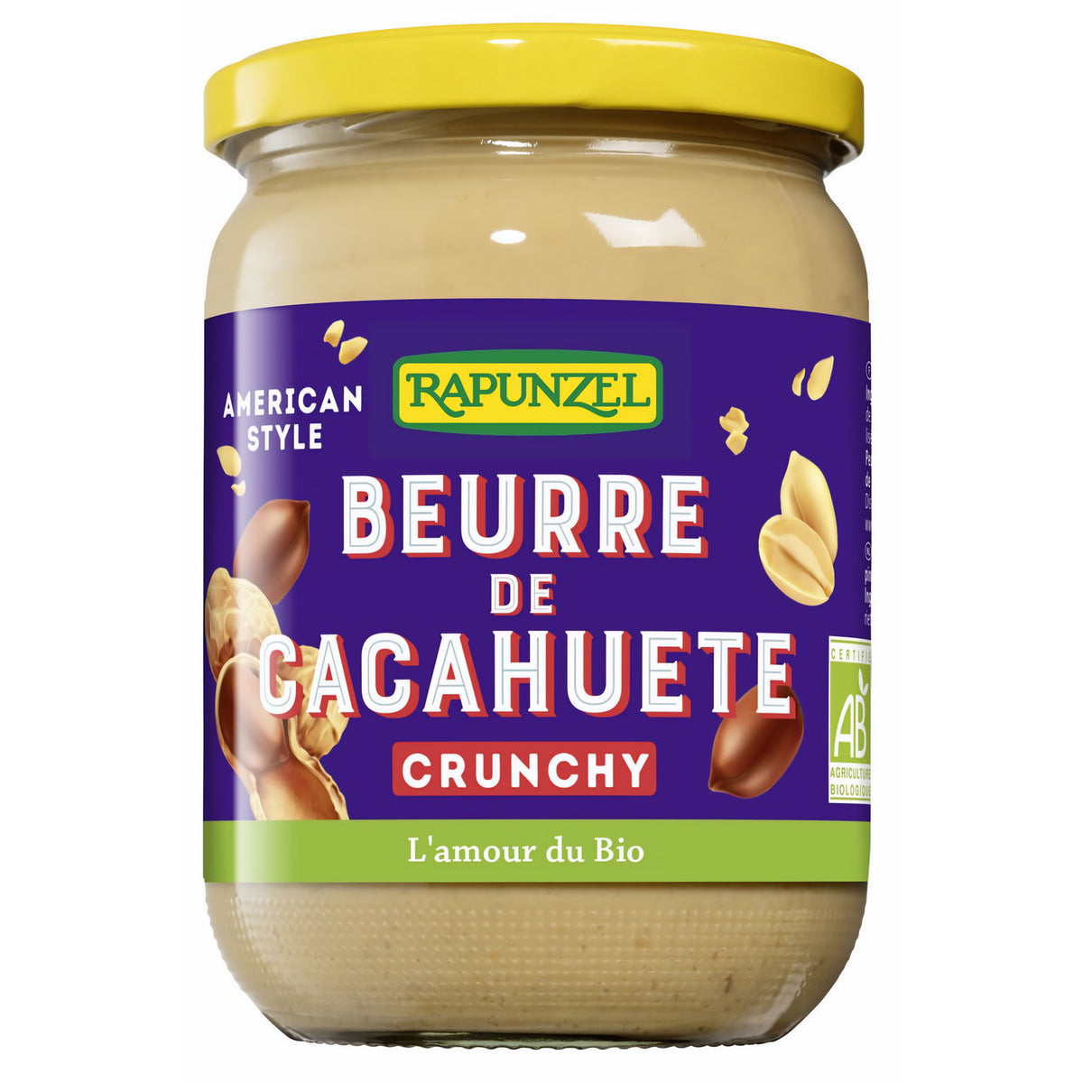 Bio Erdnussbutter Crunchy von Rapunzel, 500g, mit knackigen Erdnüssen für das Kochen und Brotaufstrich.