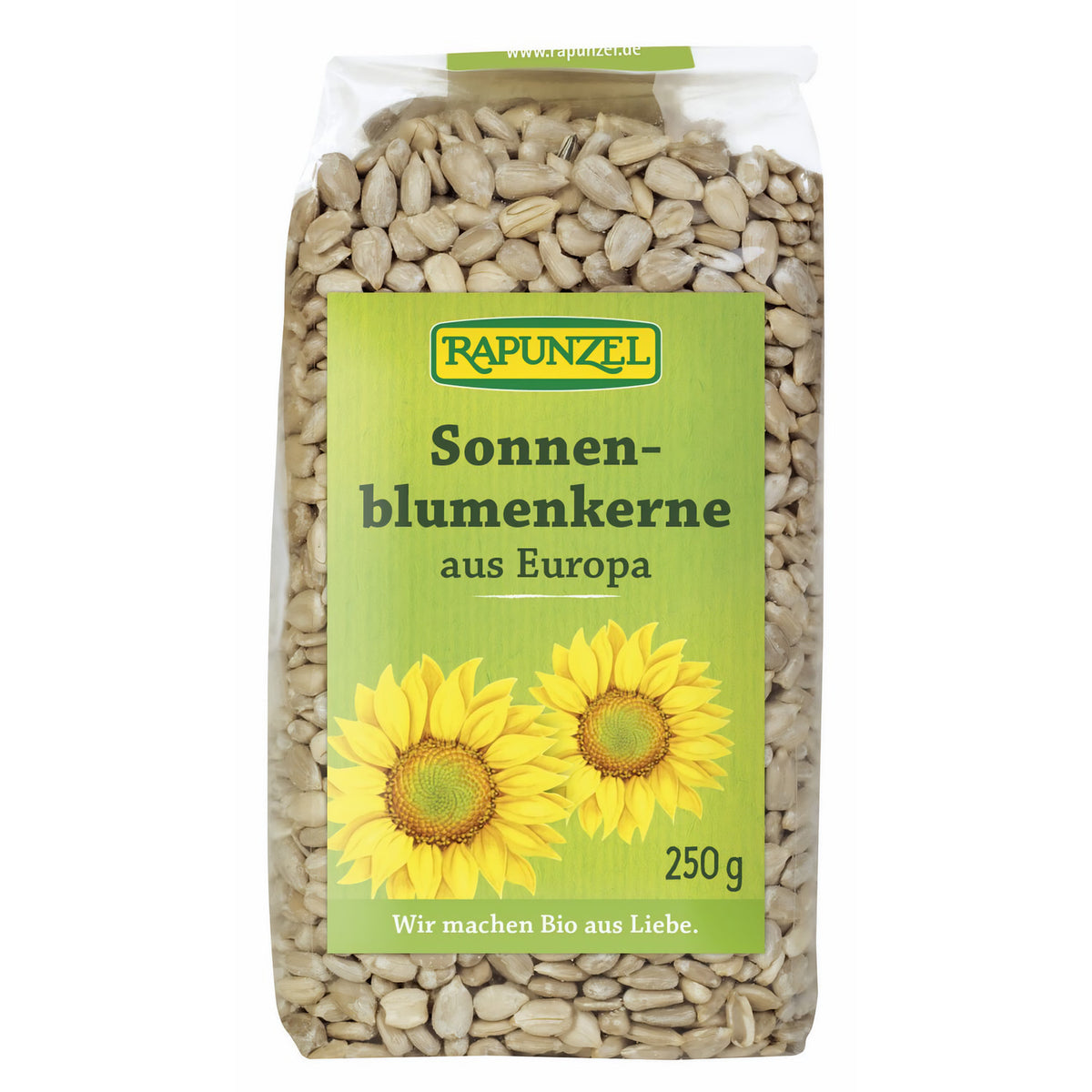 Bio Sonnenblumenkerne von Rapunzel in einer Schüssel, ideal zum Kochen, ab 250g, helle und knusprige Samen.