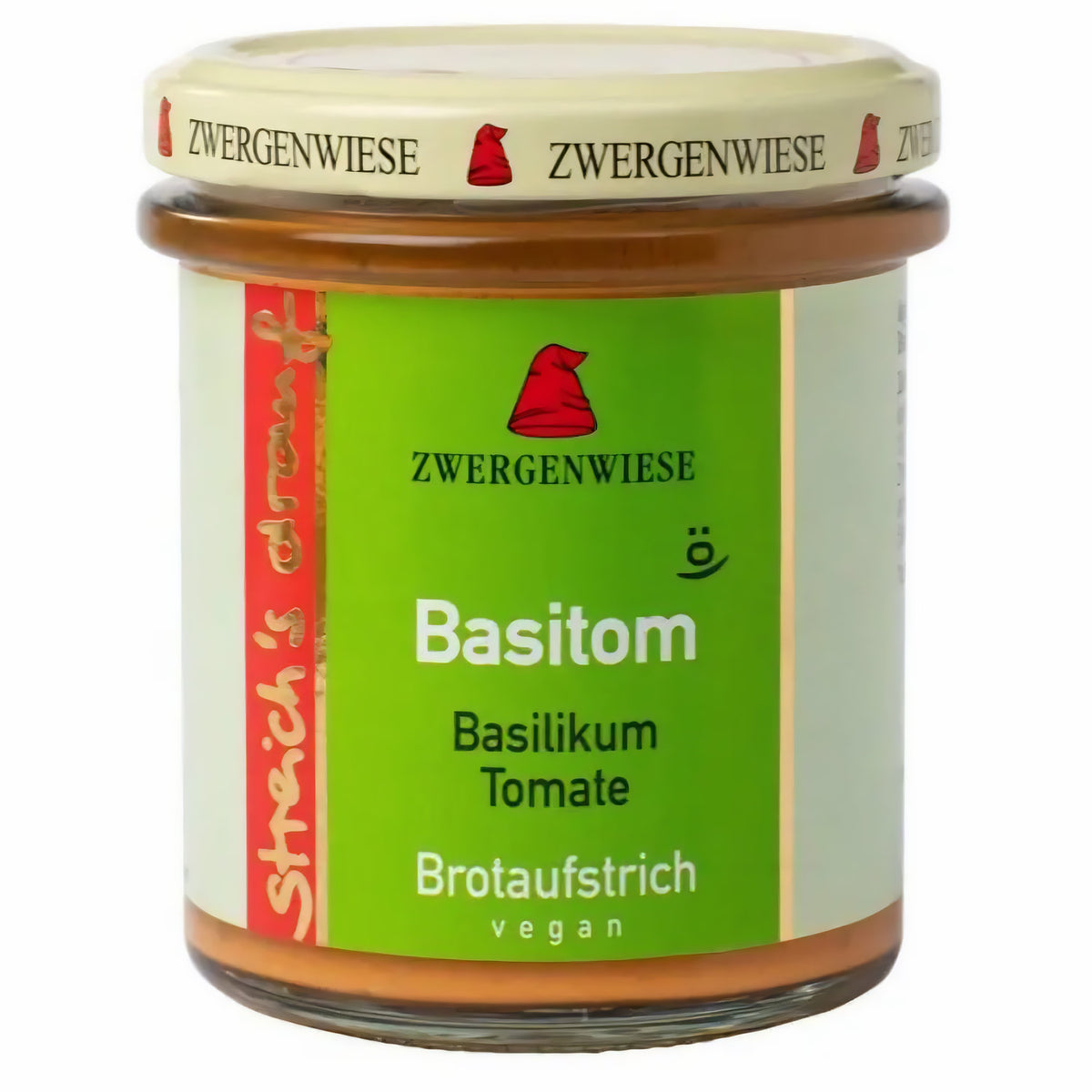 Zwergenwiese Bio Aufstrich streichs drauf Basitom (Basilikum-Tomate) laktosefrei, 160 g - fit and life shop