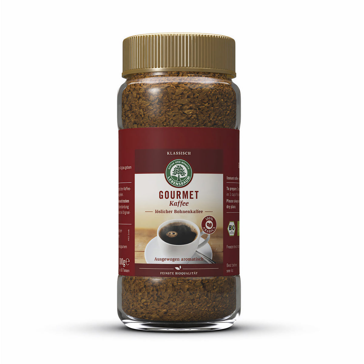 Lebensbaum Bio Gourmet Kaffee Instant, Frühstückskaffee in Packung mit 3 x 100g, aromatischer Bio-Kaffee von Lebensbaum