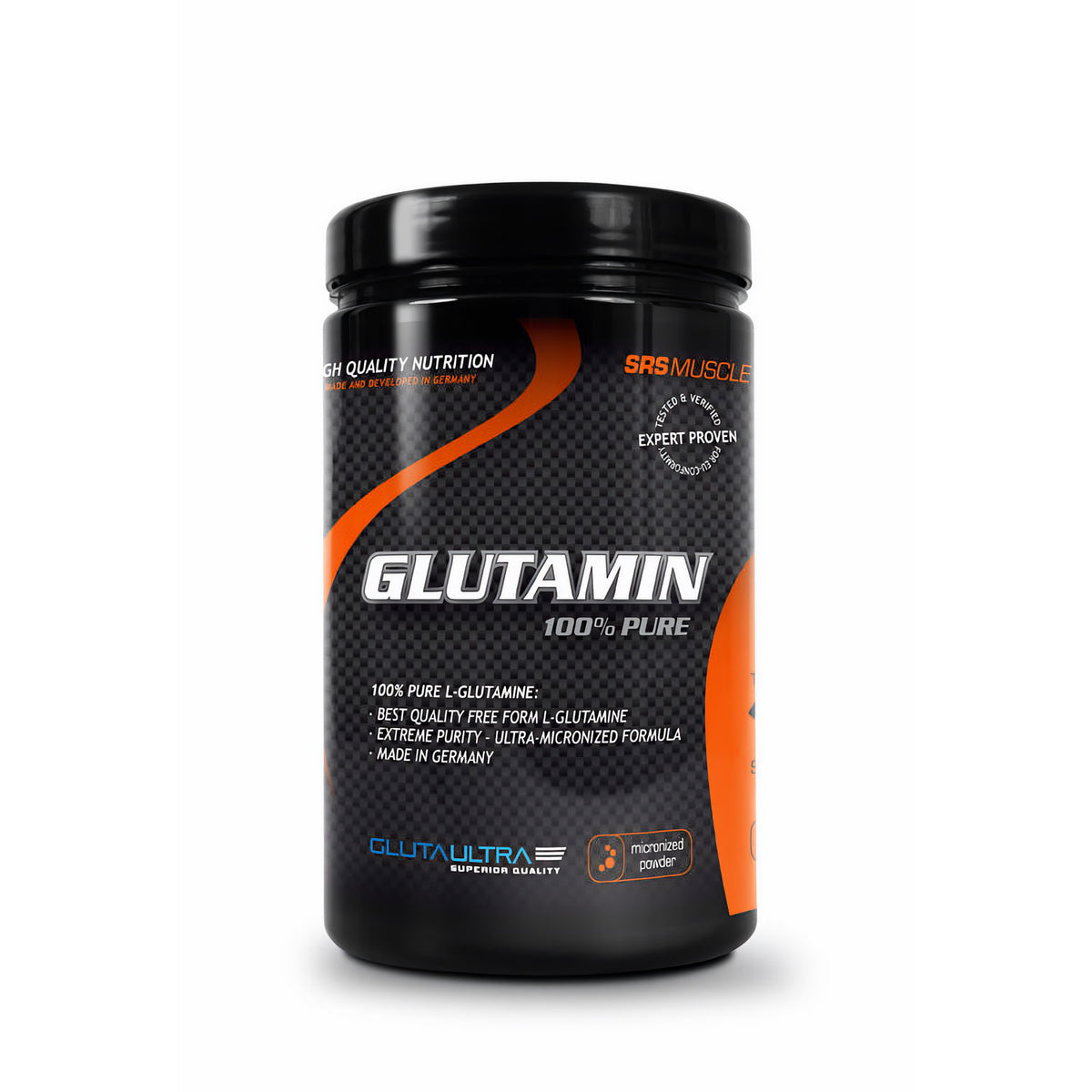 SRS Glutamin Pure Pulver in Dose, BCAA und L-Glutamin, 500g Packung, sportliche Nahrungsergänzung