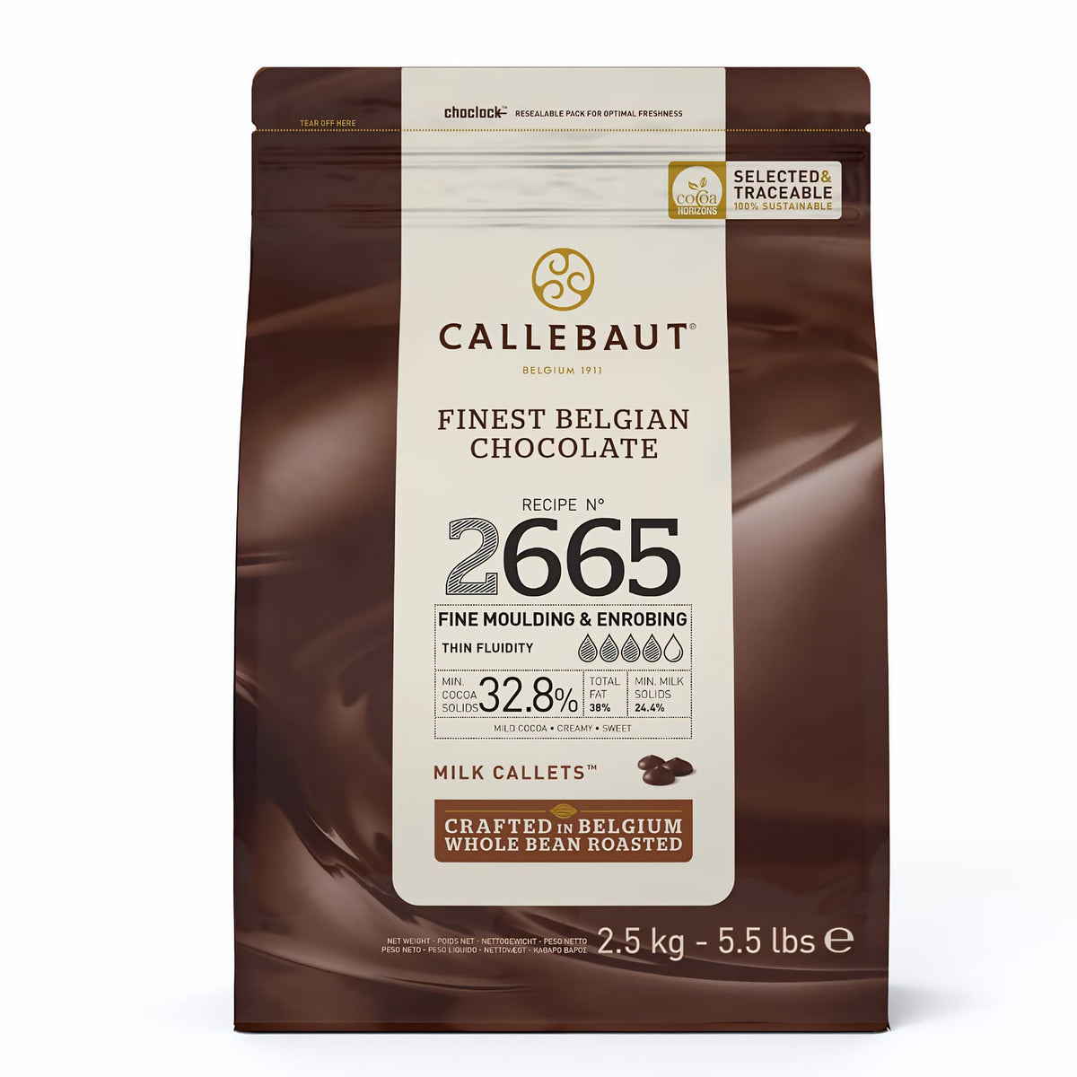 CALLEBAUT Receipe No. 2665 - Kuvertüre Callets, Vollmich Schokolade, 32,8% Kakao (2500g) - fit and life shop
