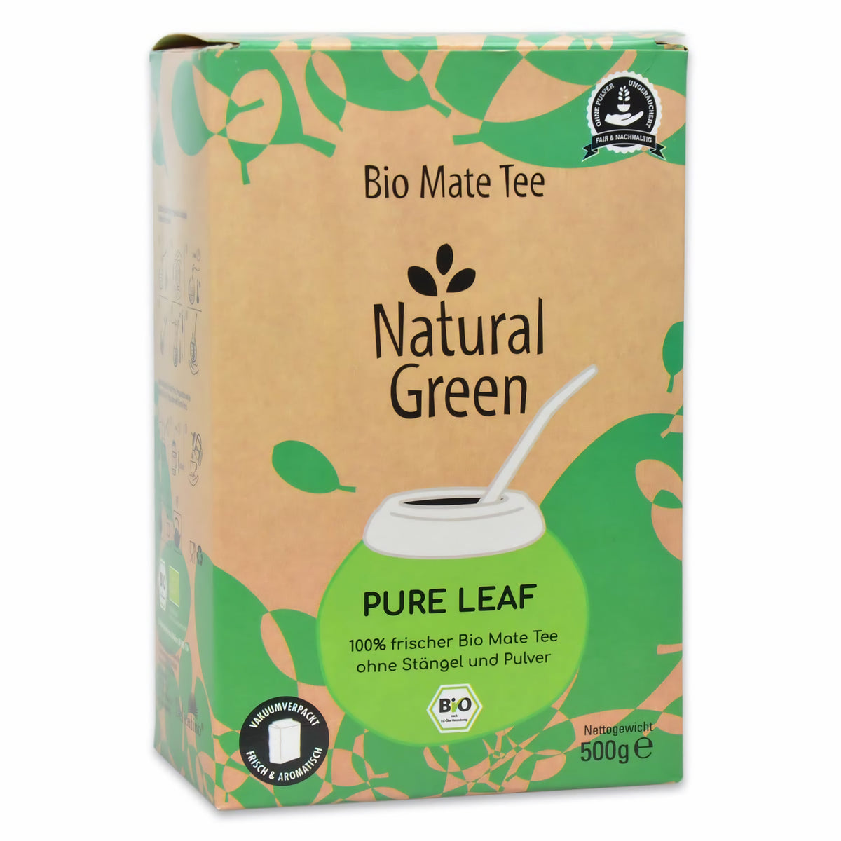 Bio Mate Tee Natural Green PURE LEAF (500g) Mate Tee ohne Stängel (frisch & ungeräuchert) - fit and life shop