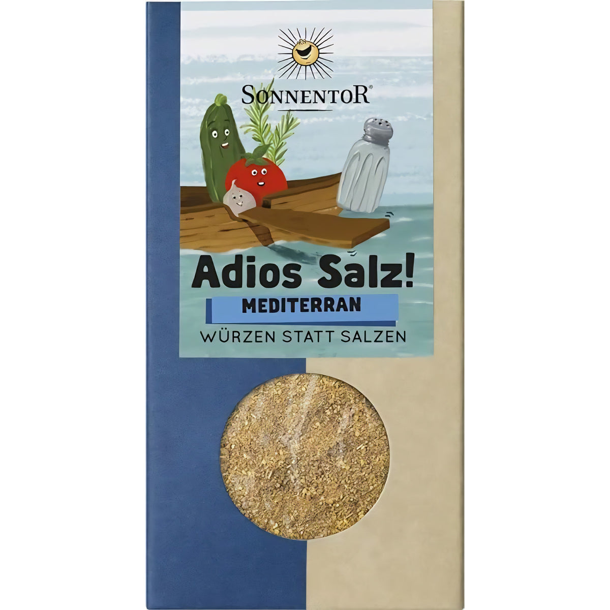 Sonnentor Bio Adios Salz mit mediterraner Gemüsemischung, Gewürzsalz in 55g-Packung, natürliche Bio-Gewürze für die Küche