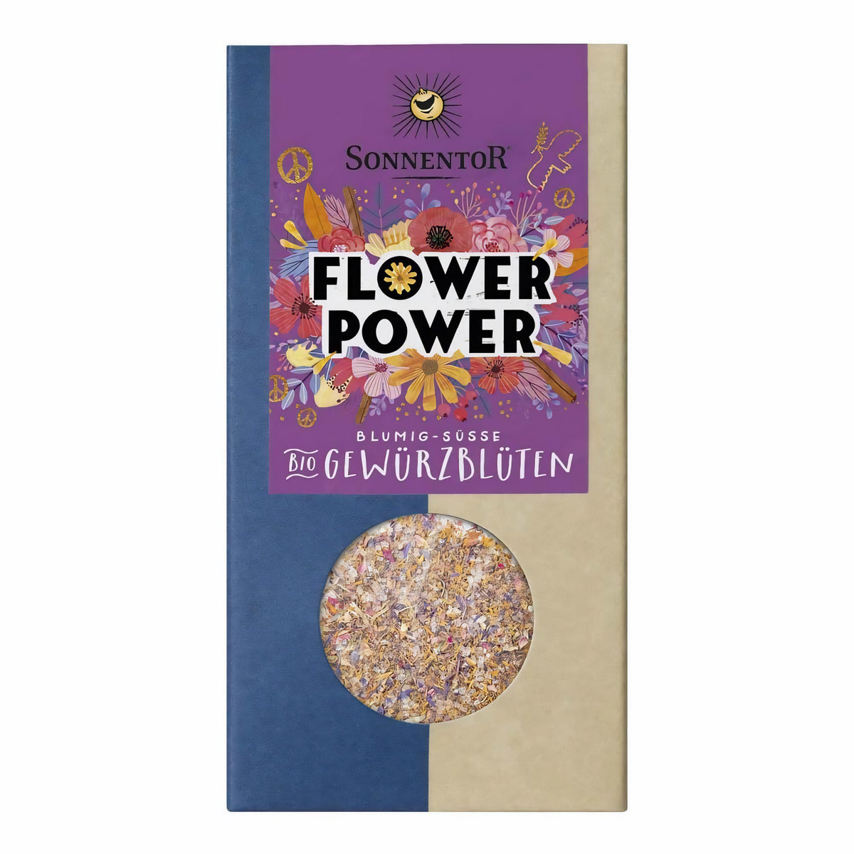 Bio Flower Power Gewürzblüten von Sonnentor, bunte getrocknete Blüten für Gewürze und Saucen, 2x35g.