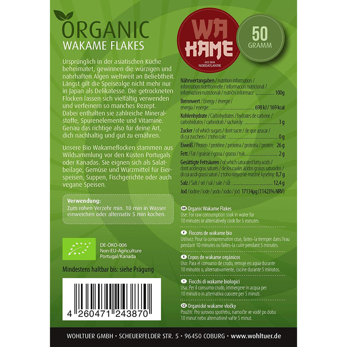 Wohltuer Bio Wakame Flocken Rohkost 50g — Abbildung 4