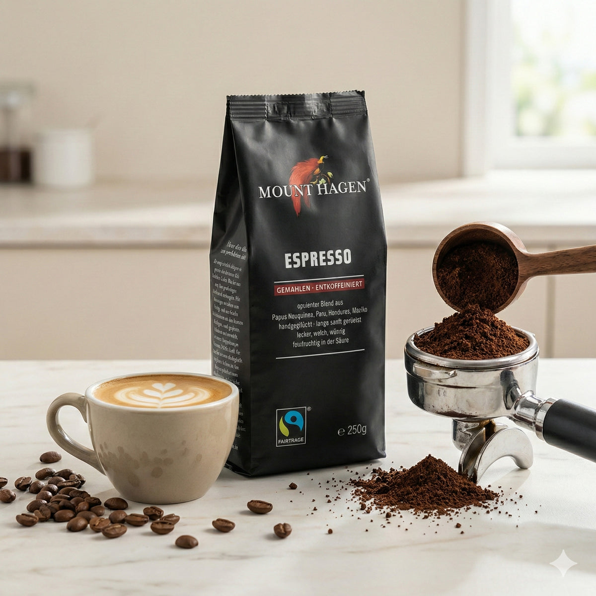 Mount Hagen Bio Espresso, gemahlen, entkoffeiniert 250g - fit and life shop