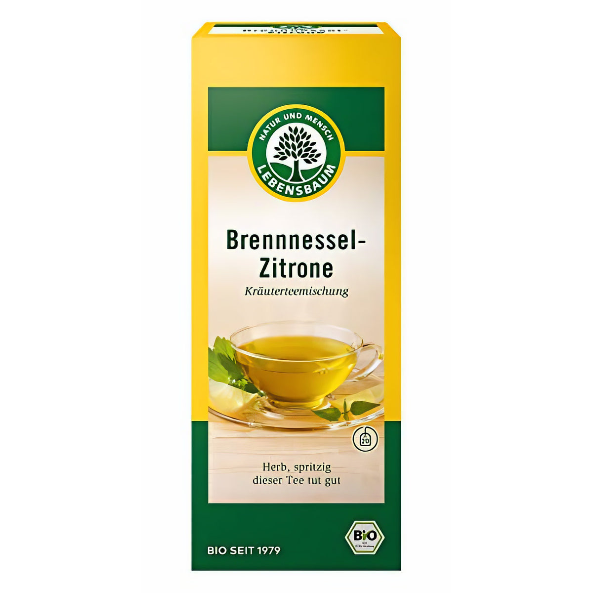 LEBENSBAUM Brennnessel-Zitrone, Bio-Kräutertee mit Brennnessel und zarter Zitrusnote, spritzig-herb, 20 Beutel x 1,5 g, 30 g