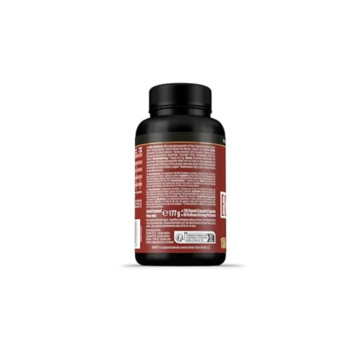 Rückseite der Weider Beta-Ecdysterone Dose mit ausführlichem Text zu Inhaltsstoffen und Anwendungshinweisen.