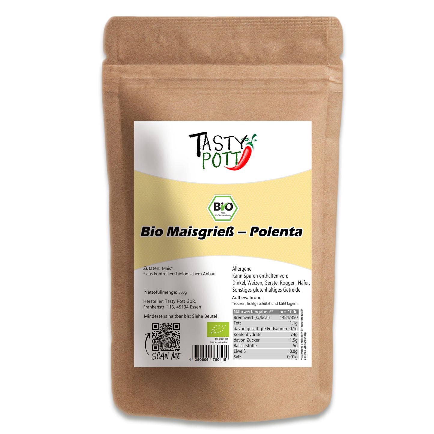 Tasty Pott Bio Maisgrieß (Polenta) - im Beutel