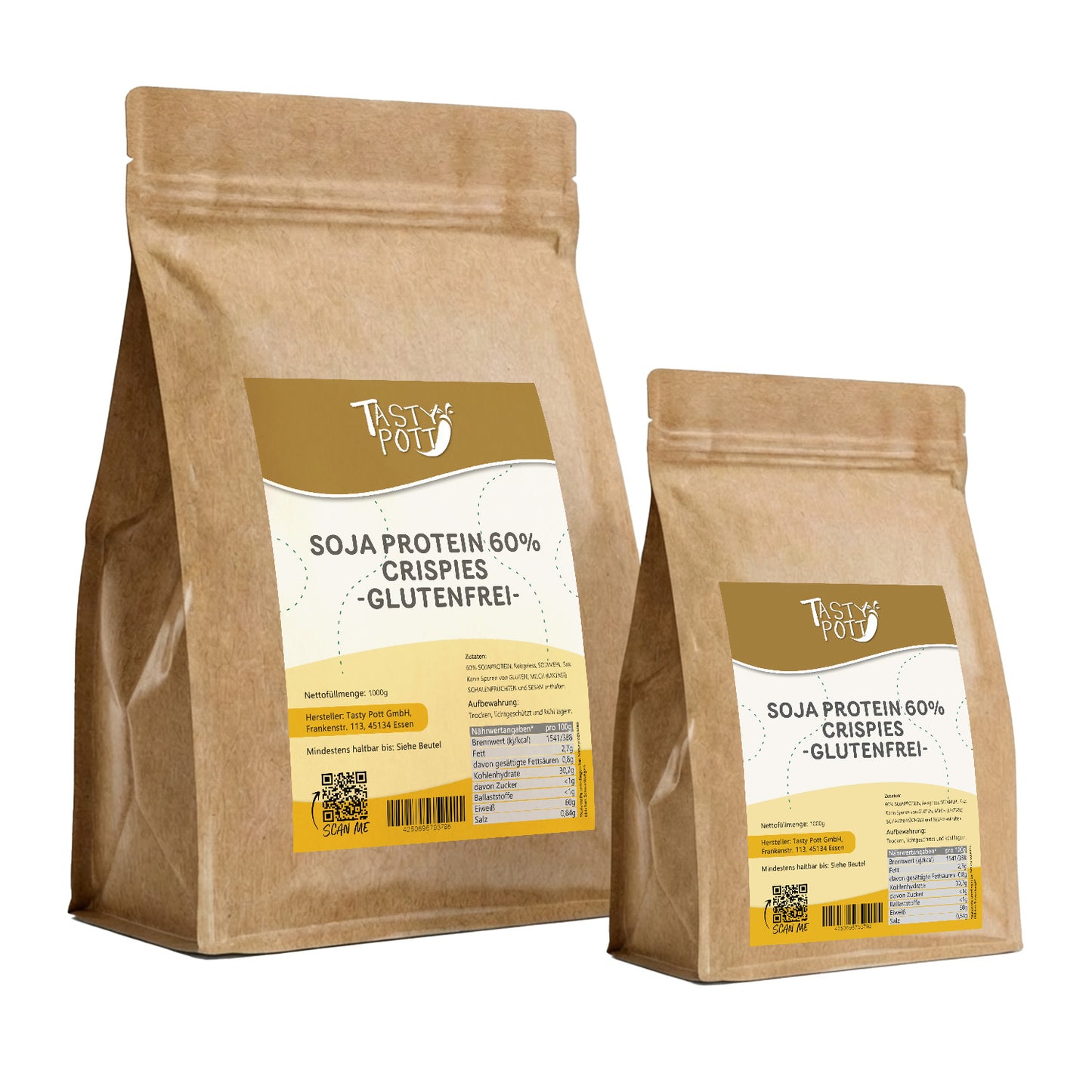 Tasty Pott Protein Soja Crispies mit 60% Eiweiß - im Beutel