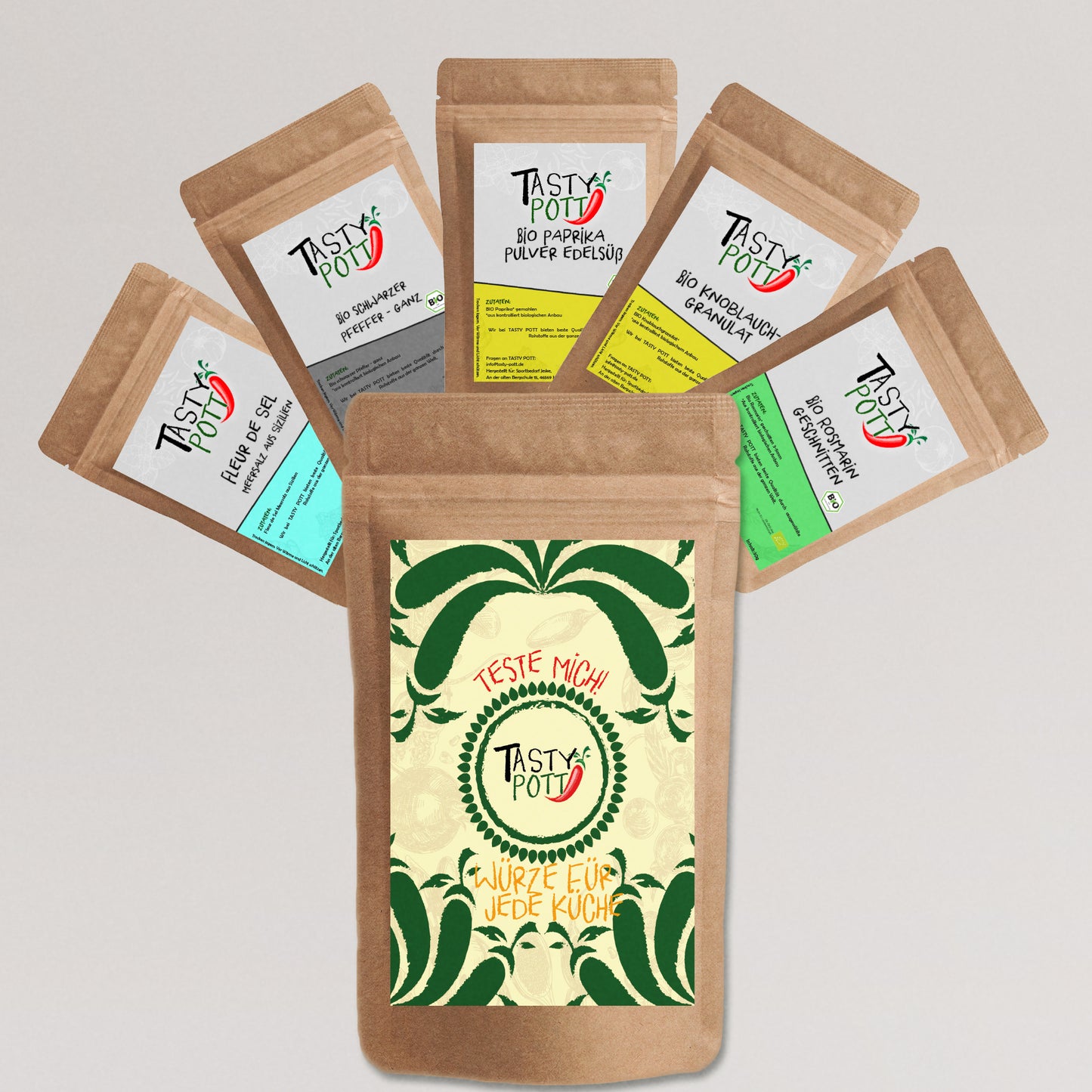 Tasty Pott Würze für jede Küche Set - 5x 30g - Gewürz-Klassiker