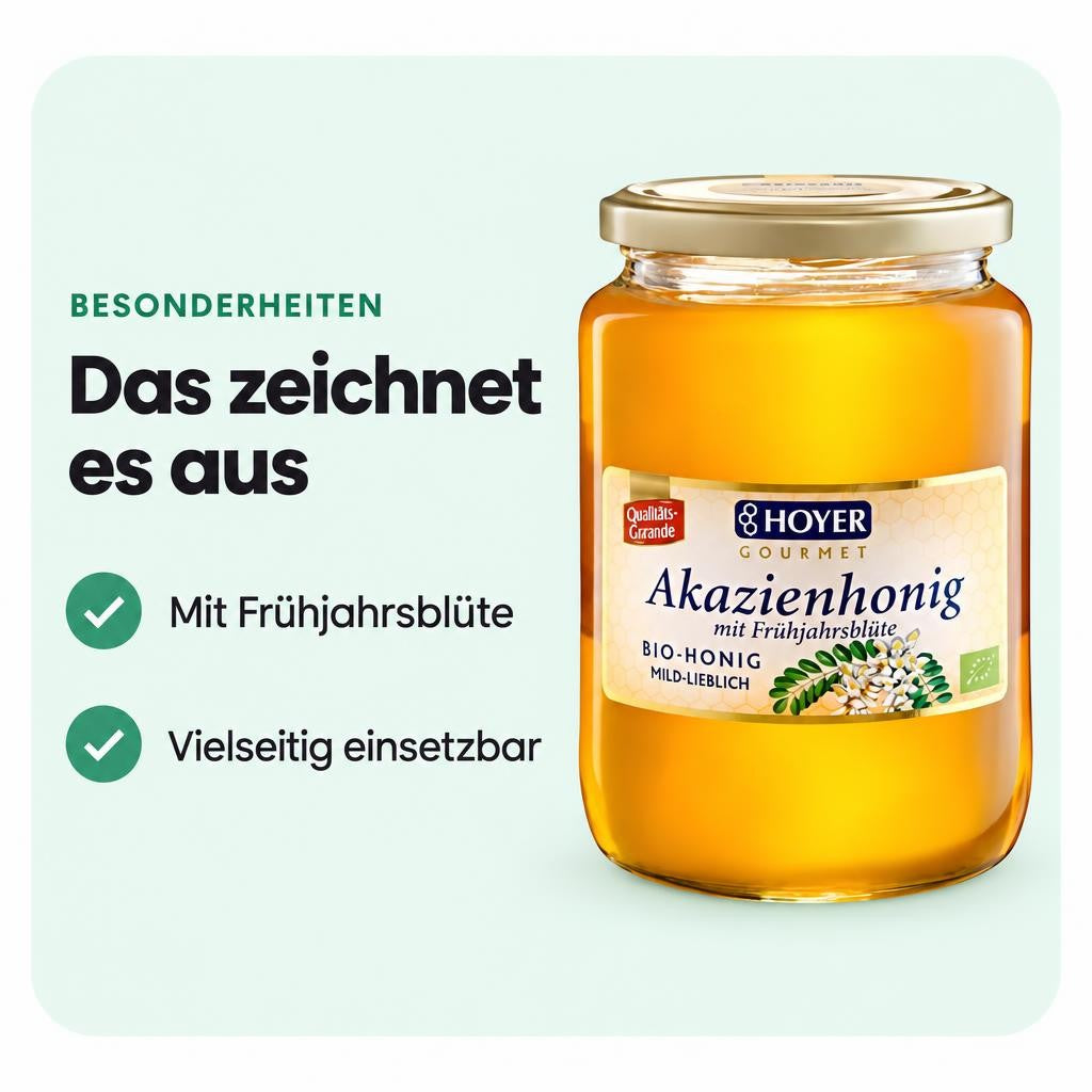 Hoyer Akazienhonig mit Frühjahrsblüte, 1 kg – Bild 5