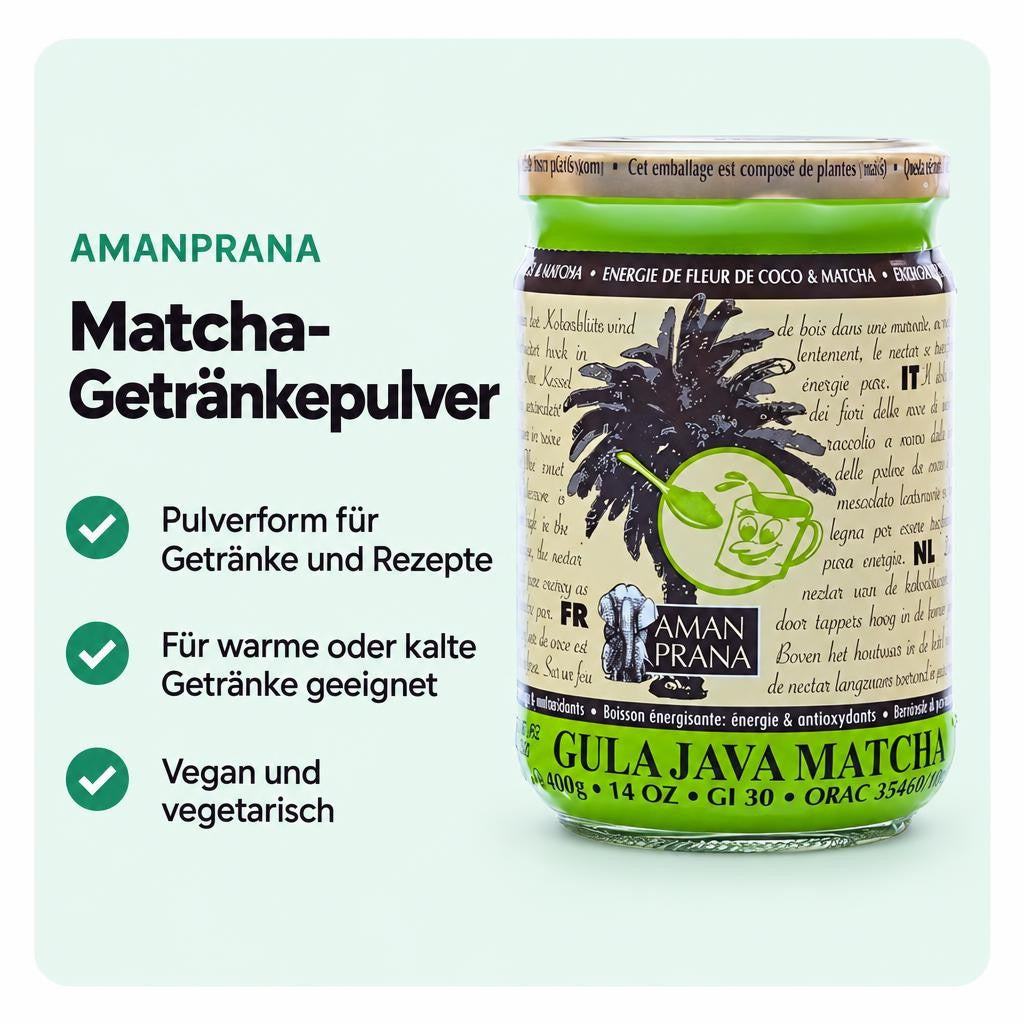 Kombiniert Kokosblütenzucker und Matcha für heiße oder kalte Getränke.