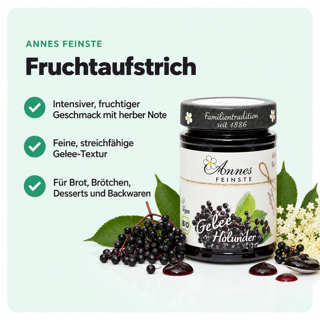 Annes Feinstes Bio Holunderbeer-Gelee extra - 225g – Bild 2