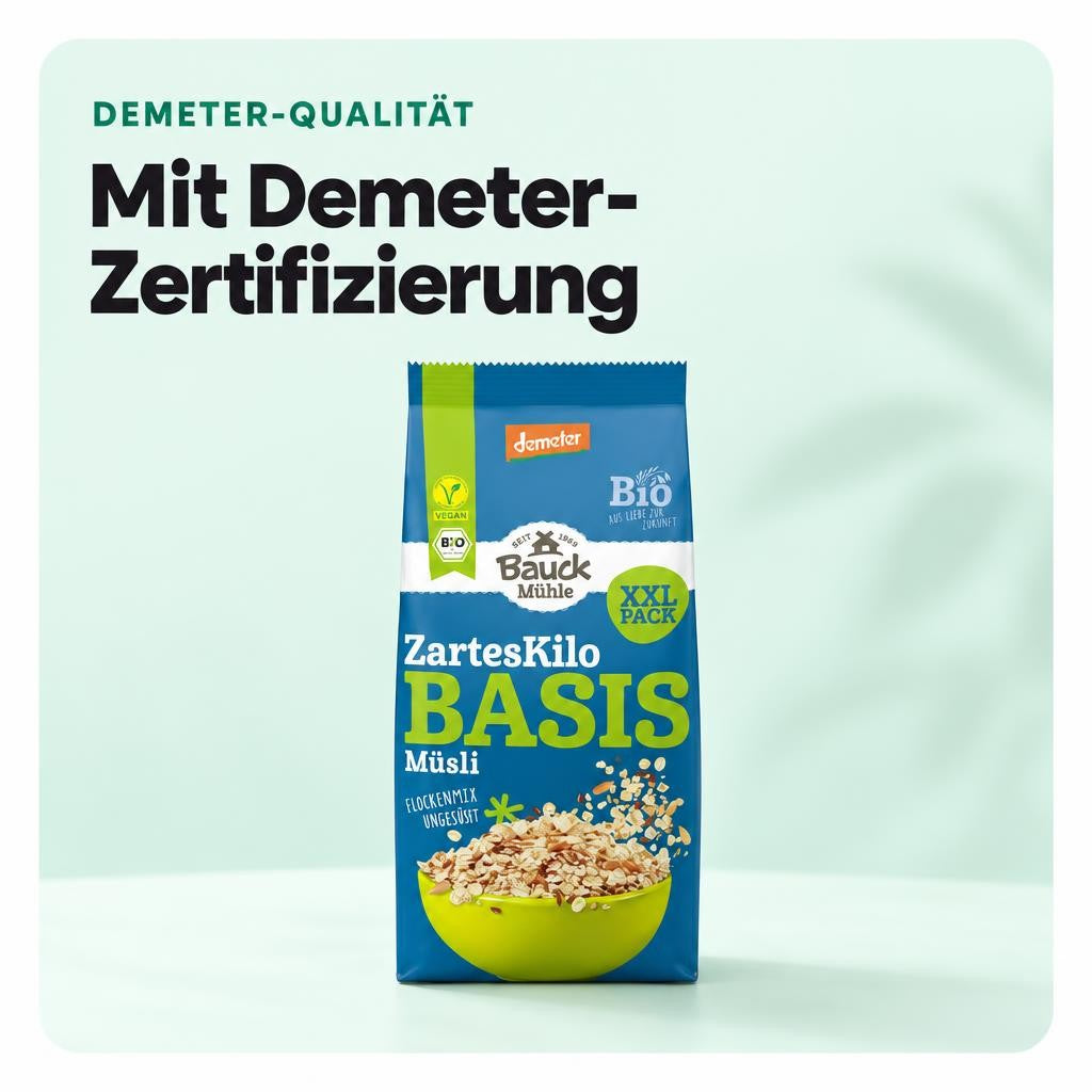 Bauck Mühle Bio Basis Müsli "Das zarte Kilo" demeter - 1kg – Bild 4