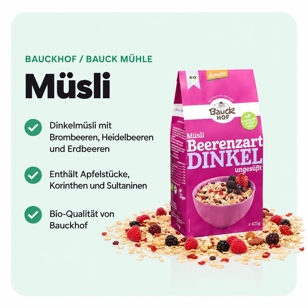 Bauckhof Bio Dinkelmüsli Beerenzart – Bild 2