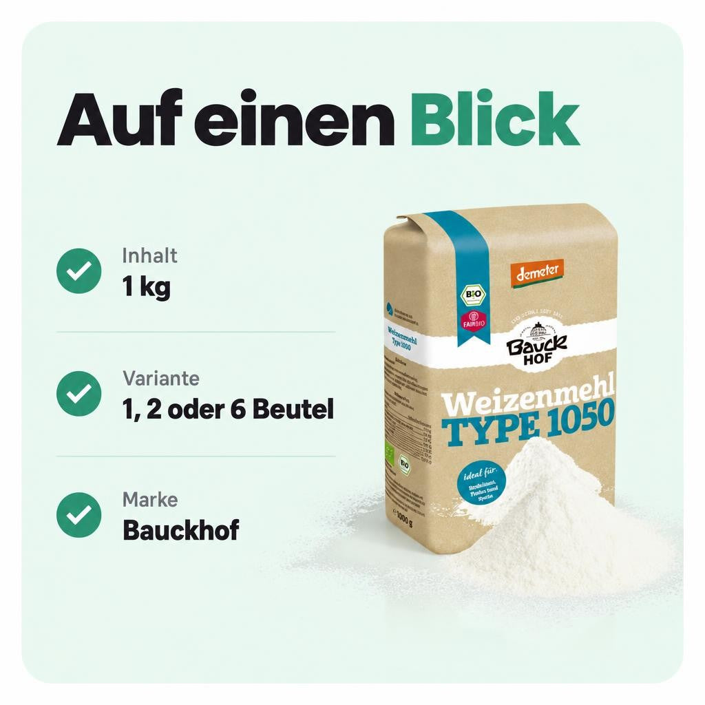 Bauckhof Bio Weizenmehl Typ 1050, 1kg – Bild 3