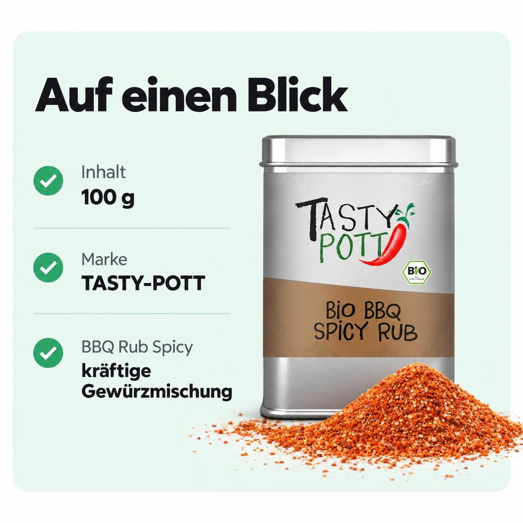 Tasty Pott Bio BBQ Rub Spicy - Gewürzmischung - 100g – Bild 3