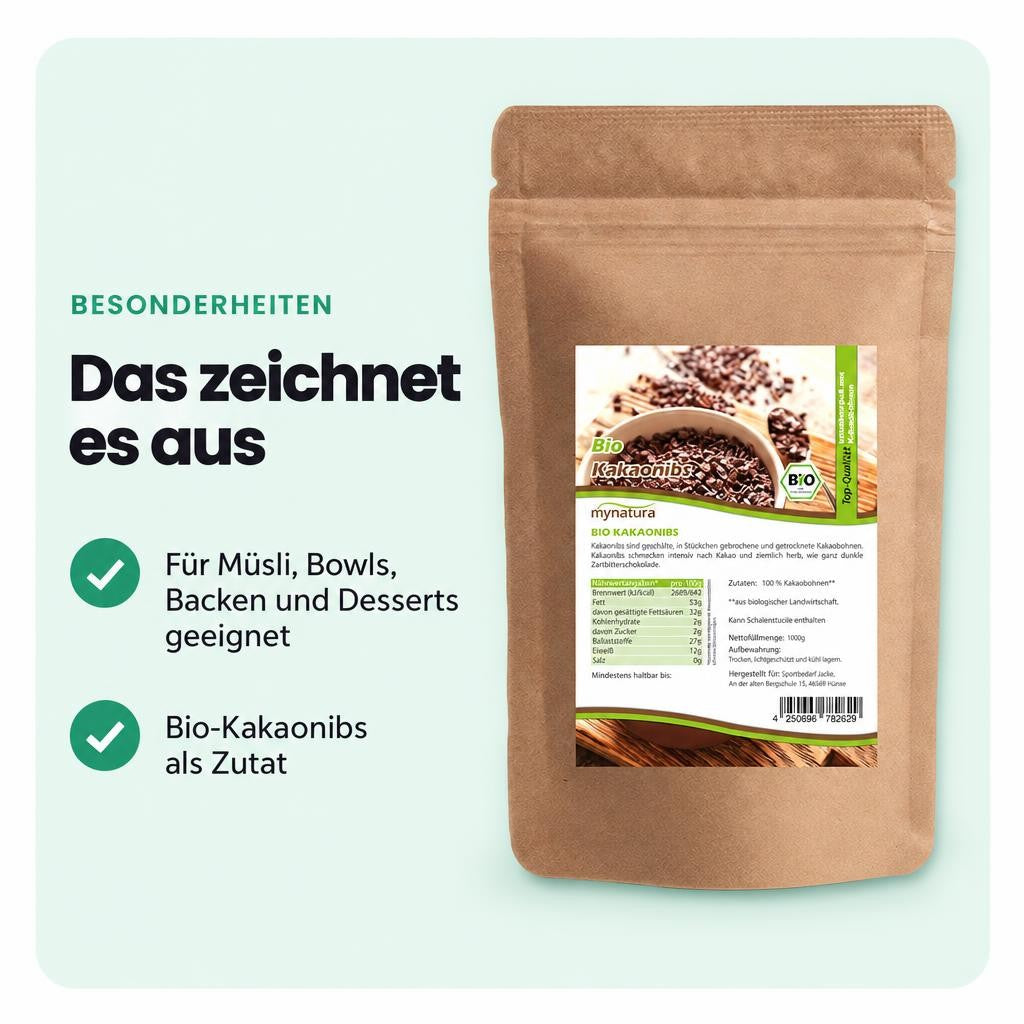 Mynatura Bio Kakaonibs - 1kg Beutel – Bild 5