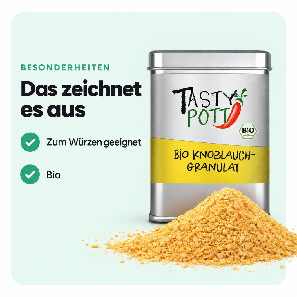 Tasty Pott Bio Knoblauchgranulat 100g Dose – Bild 5