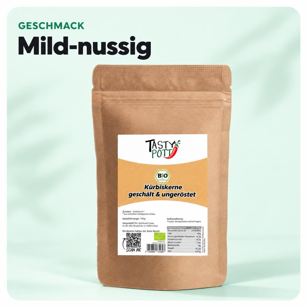 Tasty Pott Bio Kürbiskerne geschält & ungeröstet - im Beutel – Bild 4