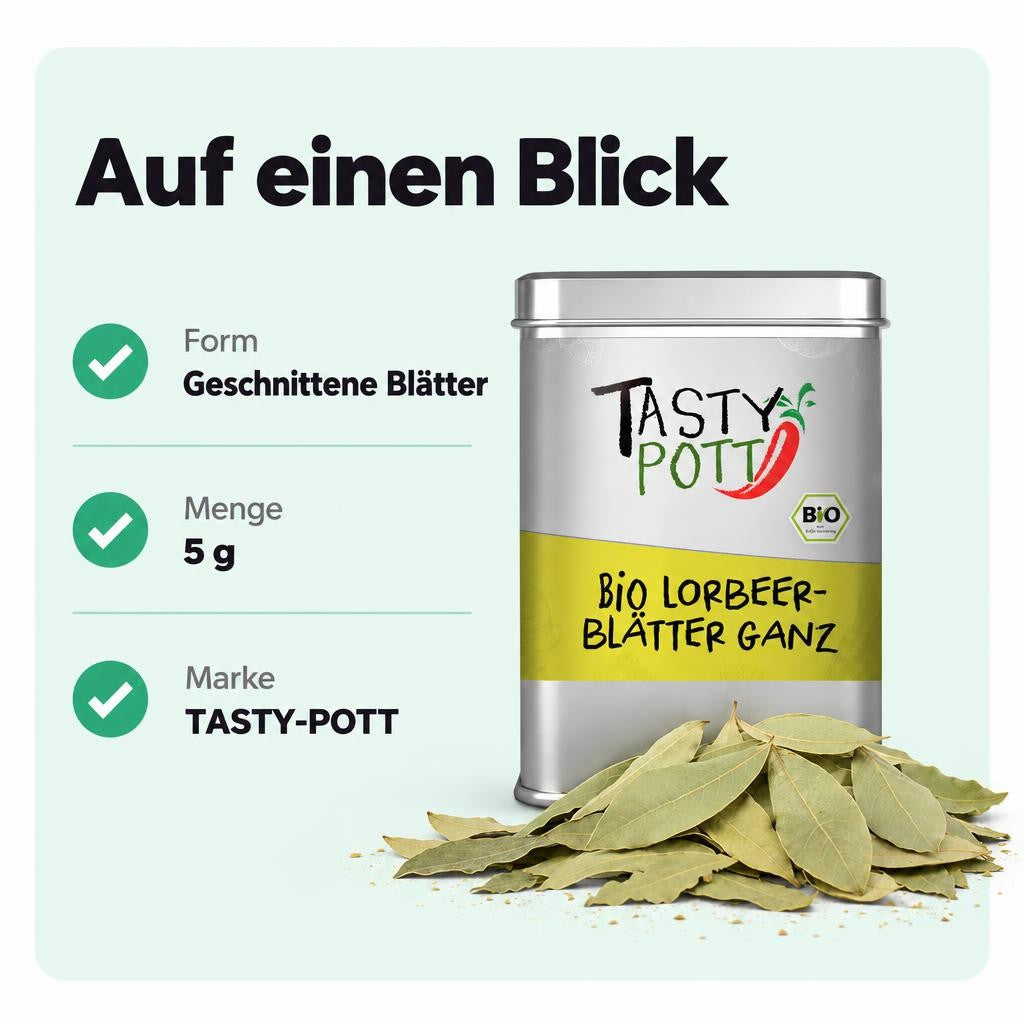 Tasty Pott Bio Lorbeerblätter getrocknet - 5g Dose – Bild 3