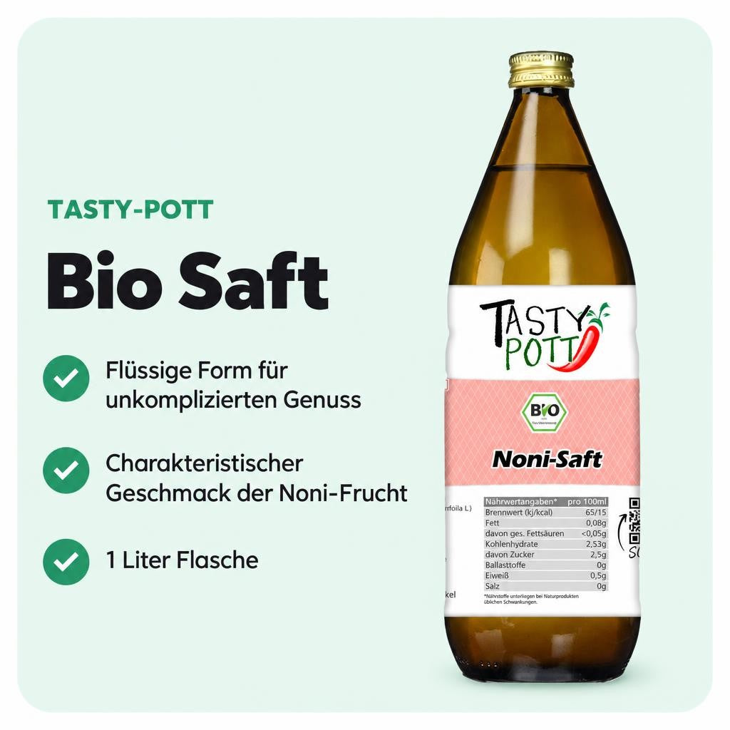 Tasty Pott Bio Nonisaft - Saft Noni - 1L Flasche – Bild 2