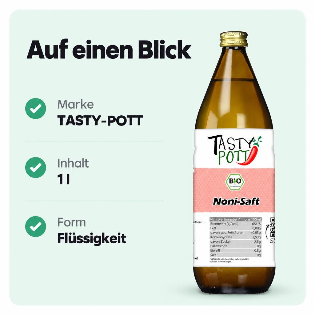 Tasty Pott Bio Nonisaft - Saft Noni - 1L Flasche – Bild 3