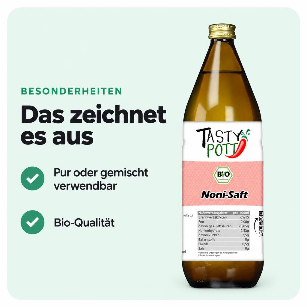 Tasty Pott Bio Nonisaft - Saft Noni - 1L Flasche – Bild 5
