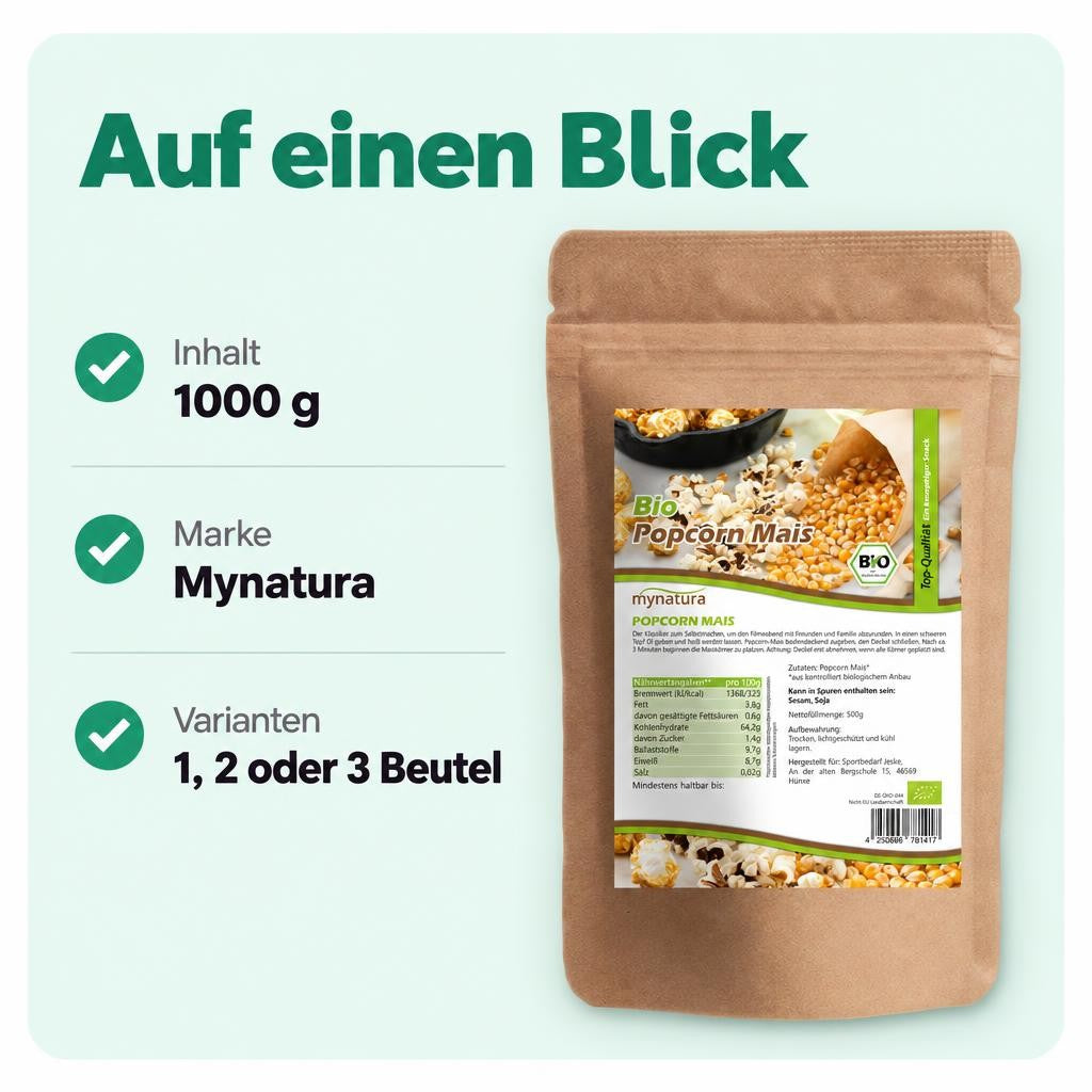 Mynatura Bio Popcornmais - 1000g in verschiedenen Größen – Bild 3