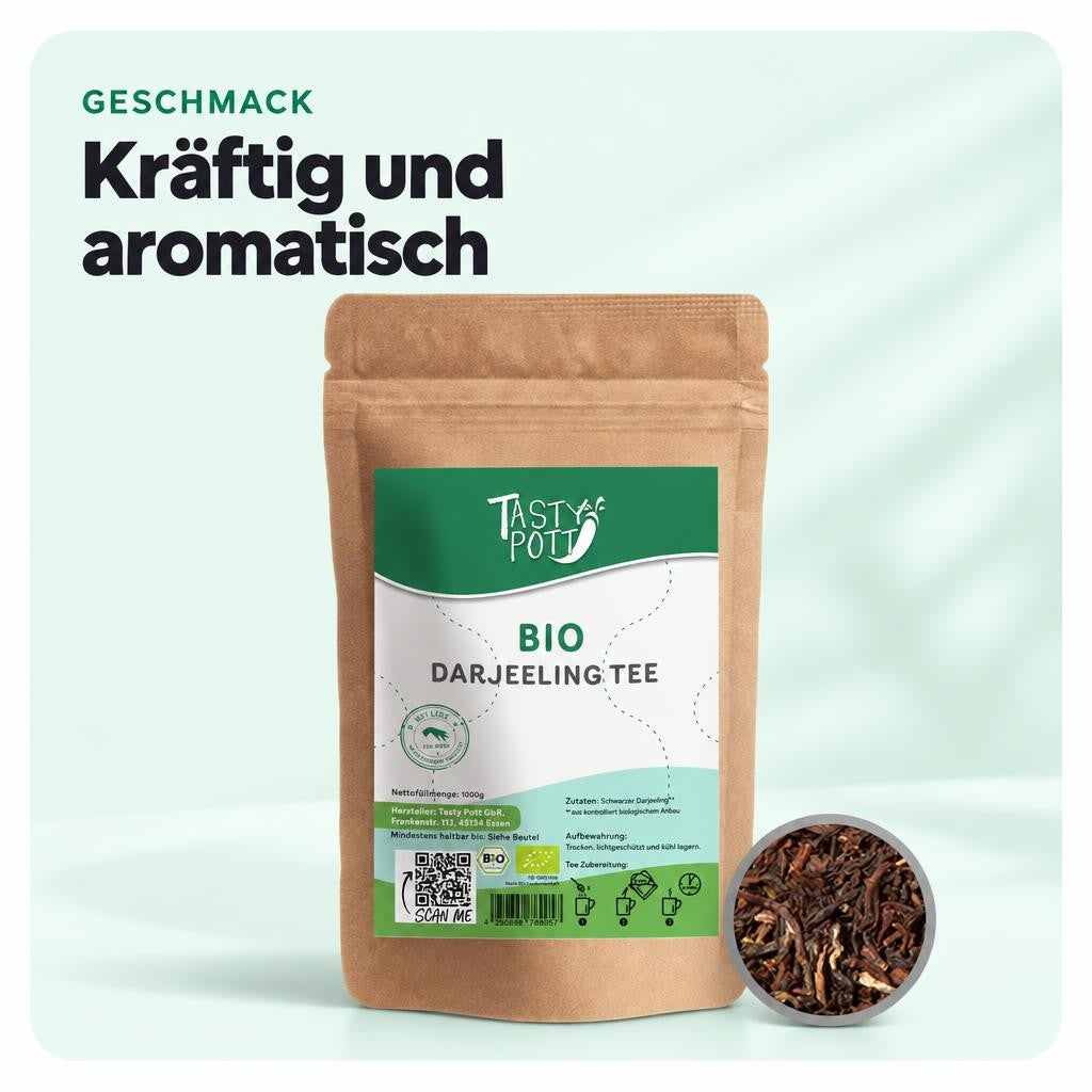 Tasty Pott Bio Schwarzer Darjeeling Tee 250g – Bild 4