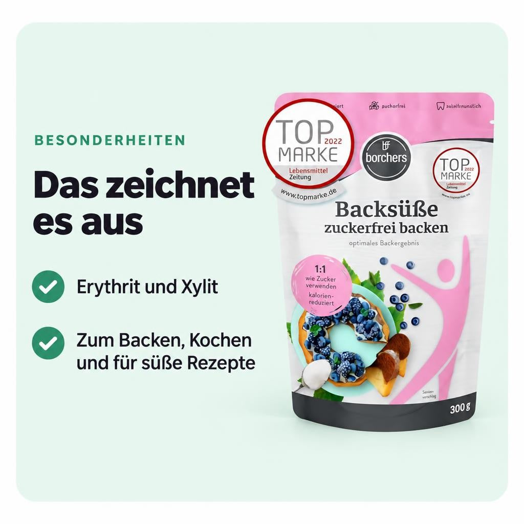 BORCHERS Backsüße, Streusüße zum Backen, auf Grundlage von Erythrit und Xylit, 1:1 wie Zucker - 300g – Bild 5