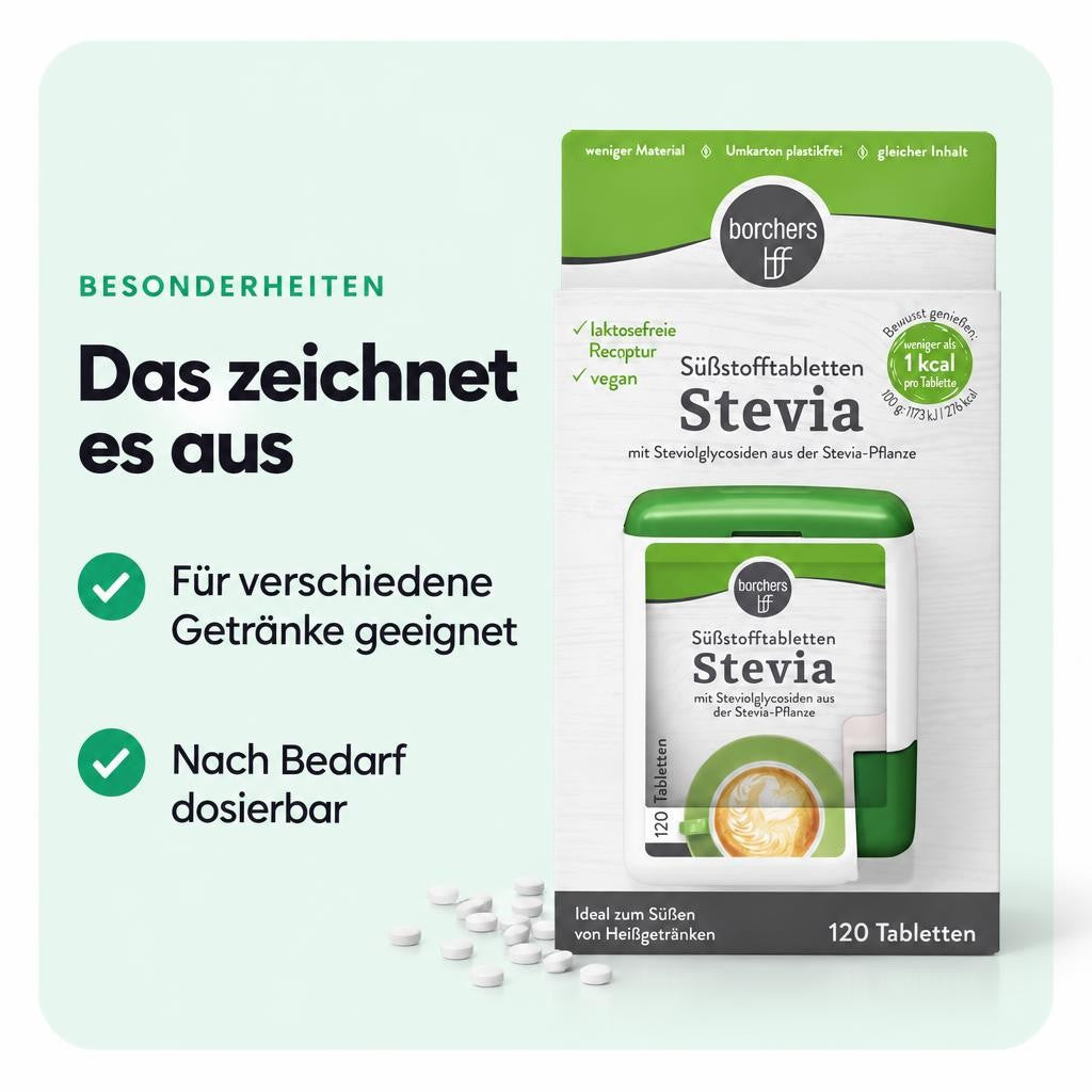borchers Stevia Süßstofftabletten Im Spender - 3 x 120 Tbl. – Bild 5