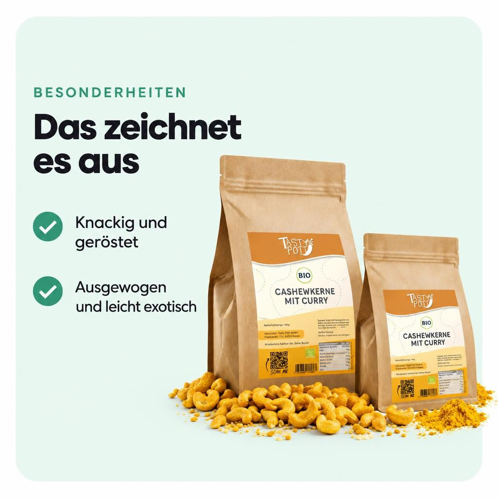 Tasty Pott Cashewkerne Curry geröstet und gesalzen - im Beutel – Bild 5