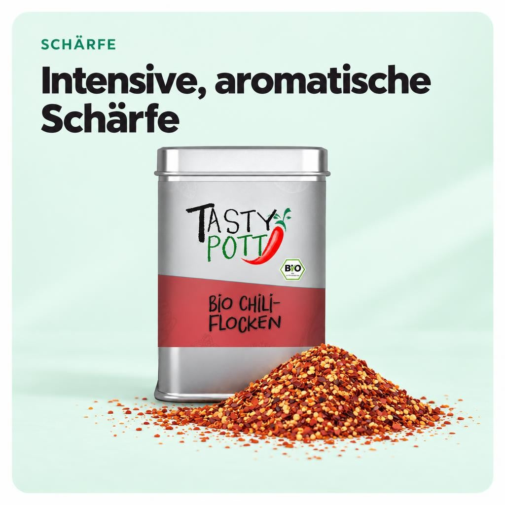 Tasty Pott Bio Chiliflocken scharf - 50g Dose – Bild 4