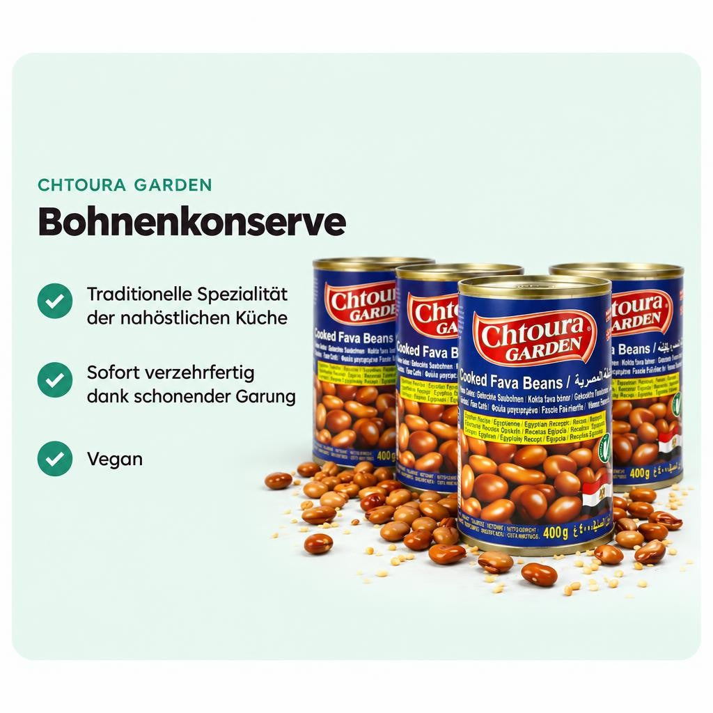 Traditionelle Foul Medammas aus Favabohnen für warme oder kalte Gerichte.