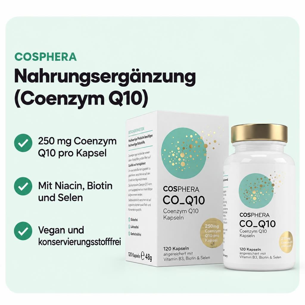 250 mg Coenzym Q10 pro Kapsel – für eine bewusste Nährstoffroutine.