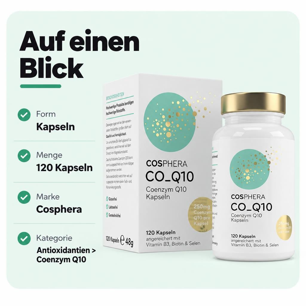 Cosphera Coenzym Q10 hochdosiert 250mg pro Kapsel - 120 Kapseln – Bild 3