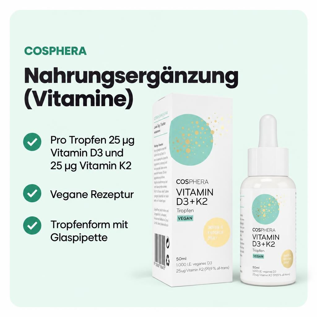 Cosphera Vitamin D3 + K2 Tropfen vegan, 50 ml – Bild 2